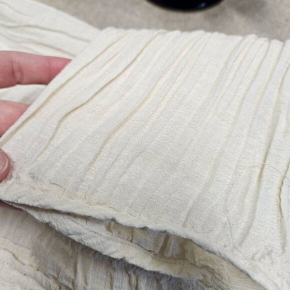 J. Jill Womens XL Crinkled Button-Up Shirt In Hemp Silk Blend Ruffle Work Office - Picture 3 of 9